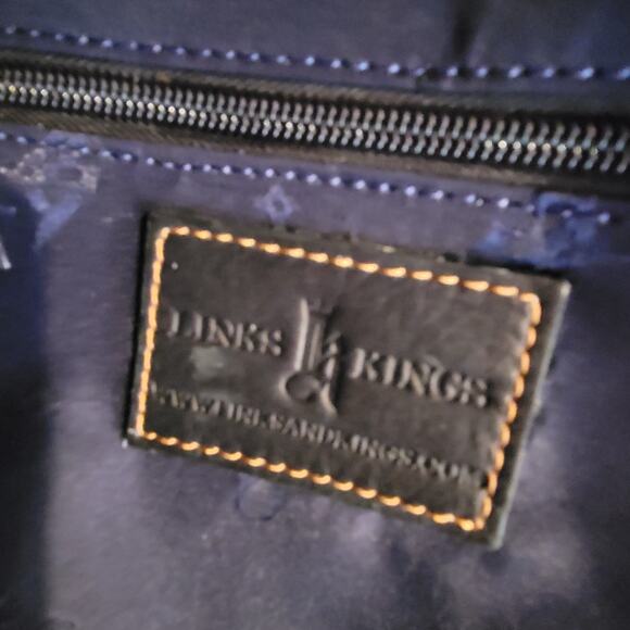 Links & Kings Black Leather Golf Shoe Bag with Shin Invitaional logo on front - Picture 7 of 12